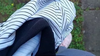 Play In a public park your stepsister can't hold back and pisses herself completely, wetting her leggings